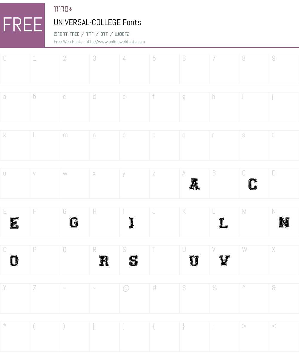UNIVERSAL-COLLEGE Font Screenshots