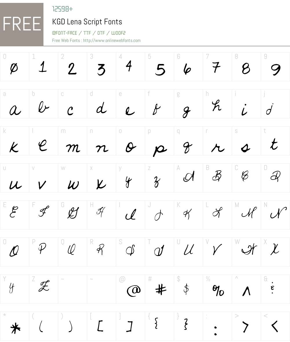 KGD Lena Script Font Screenshots