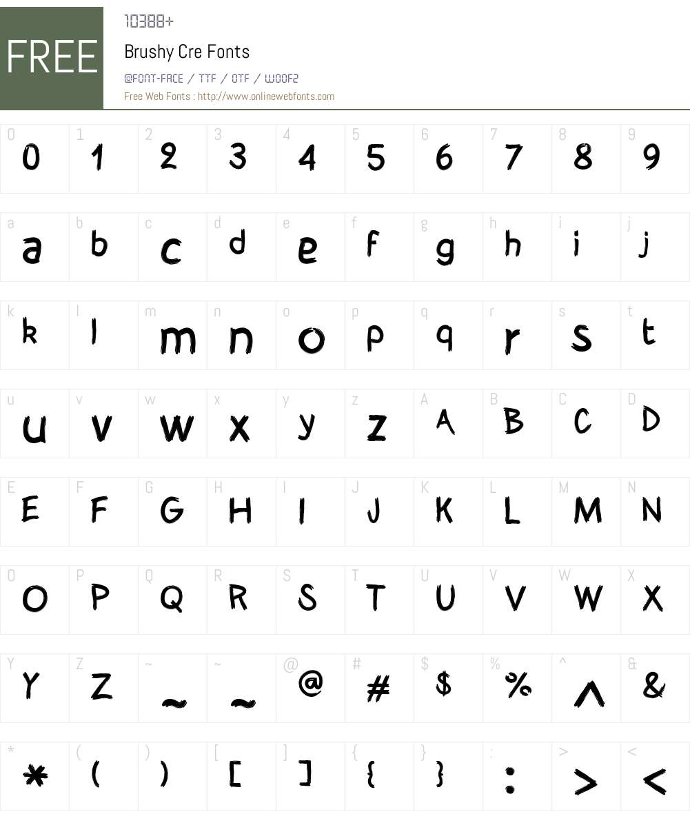 Brushy Cre Font Screenshots
