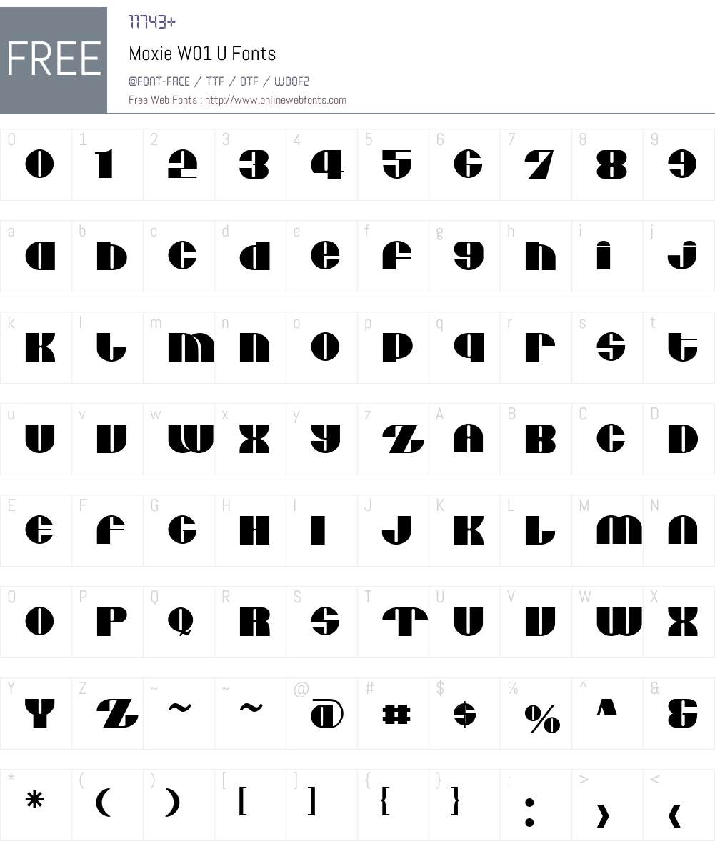 MoxieW01-U Font Screenshots