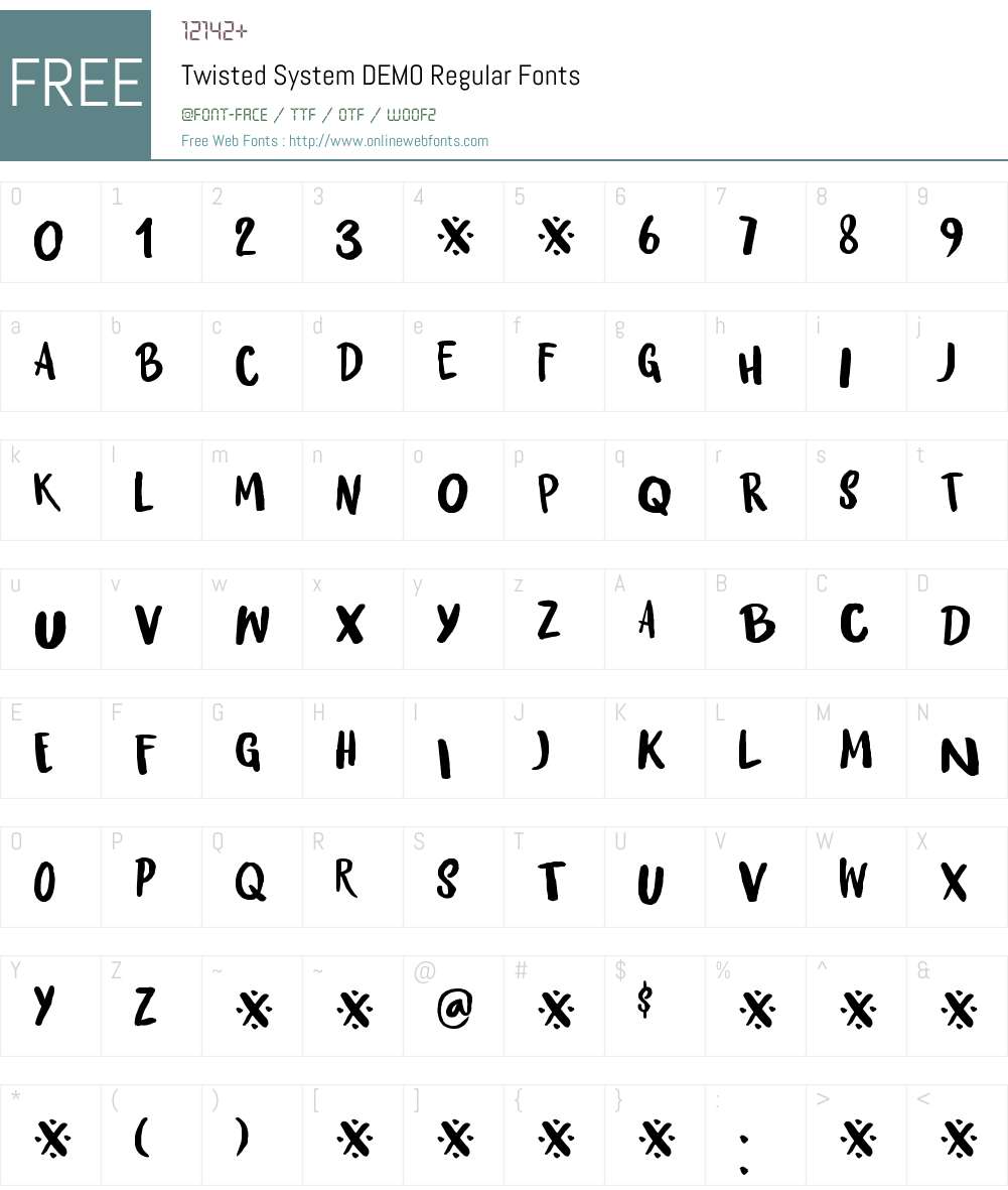 Twisted System DEMO Font Screenshots