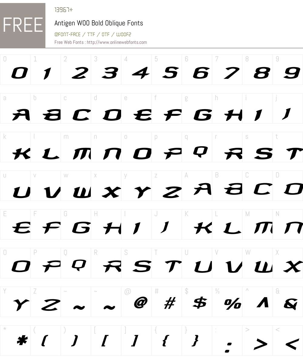 Antigen Bold Oblique Font Screenshots