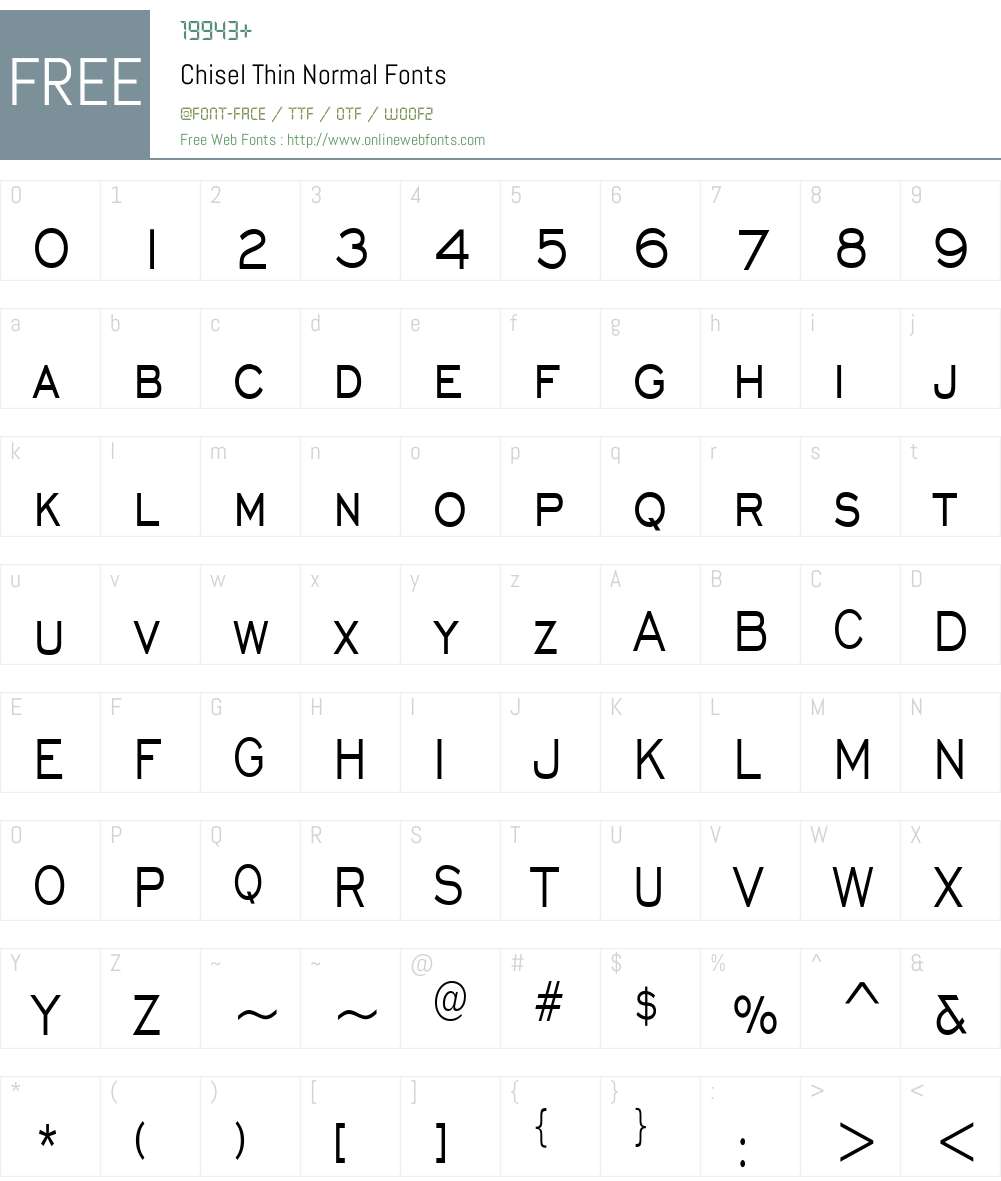 Chisel Thin Font Screenshots