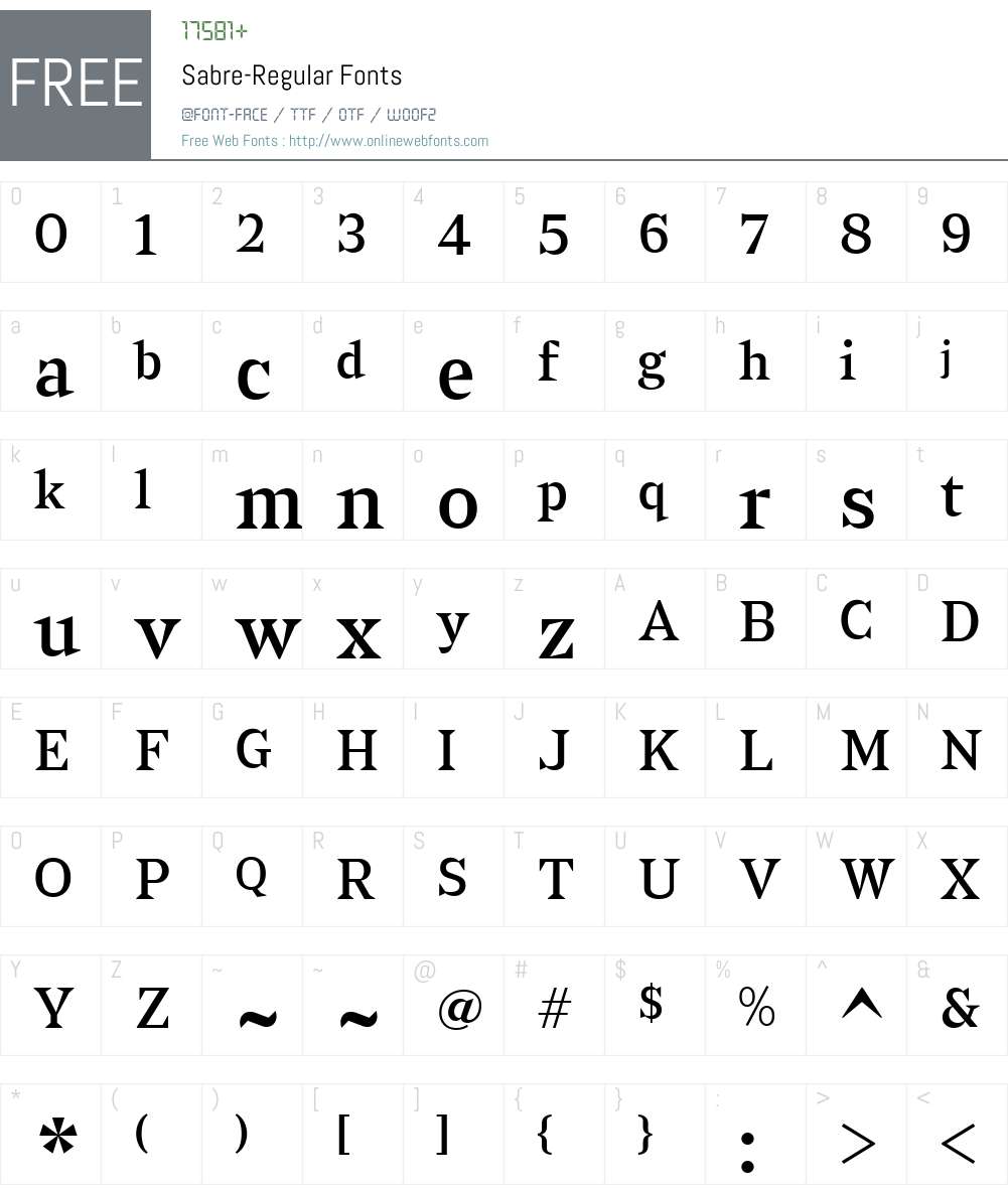 Sabre-Regular Font Screenshots