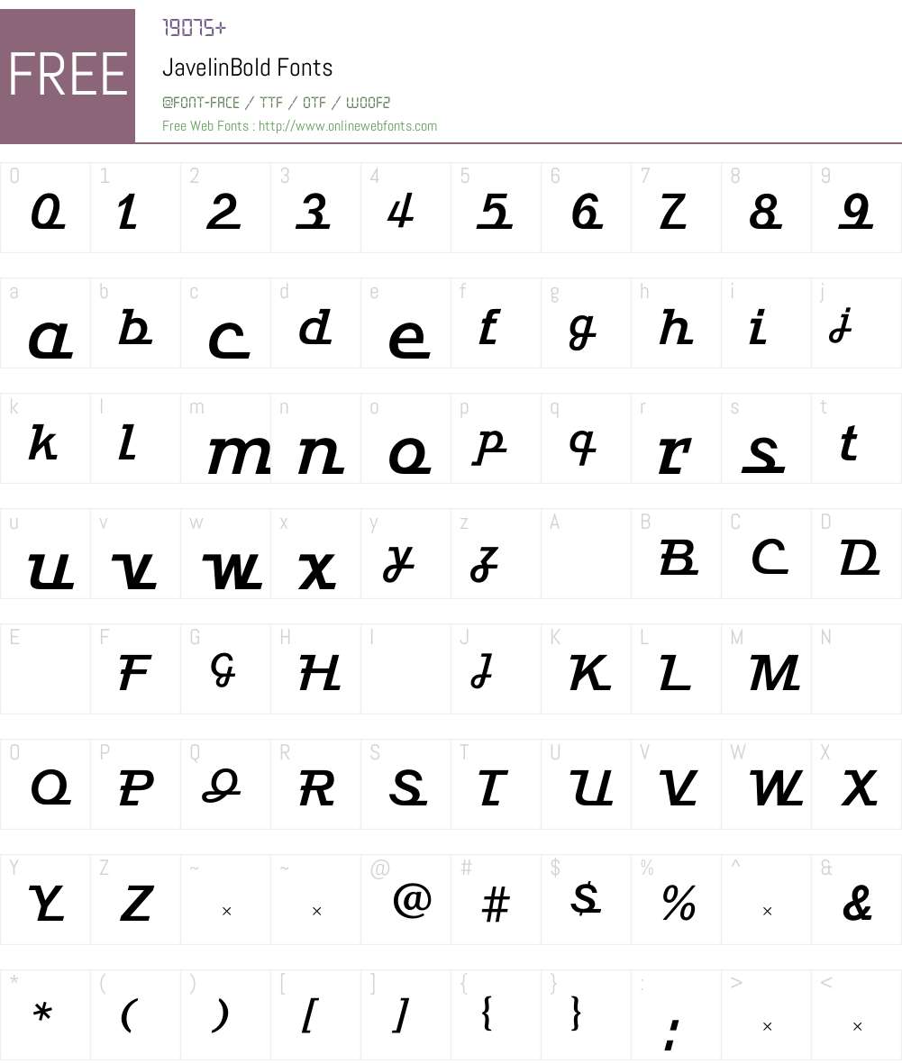 JavelinBold Font Screenshots