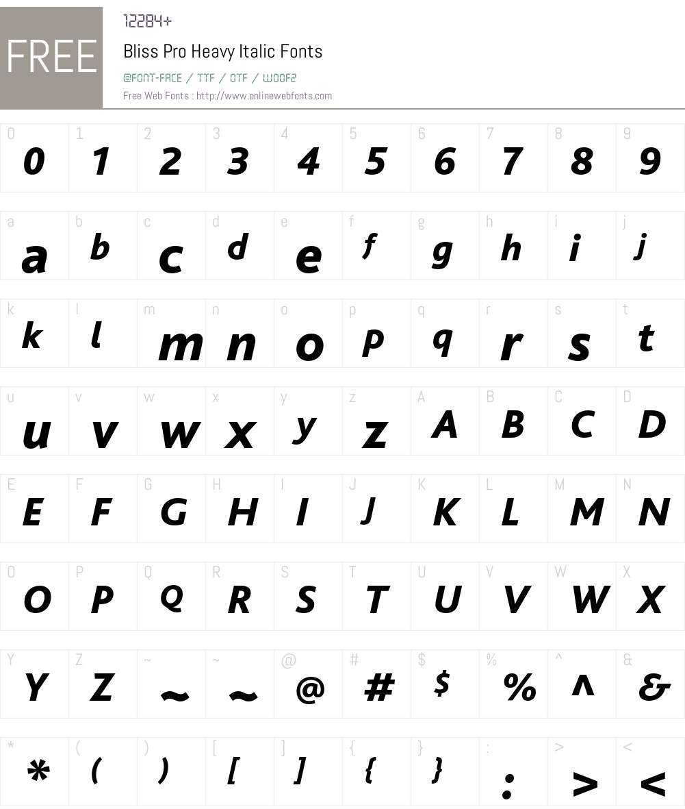 Bliss Pro Font Screenshots