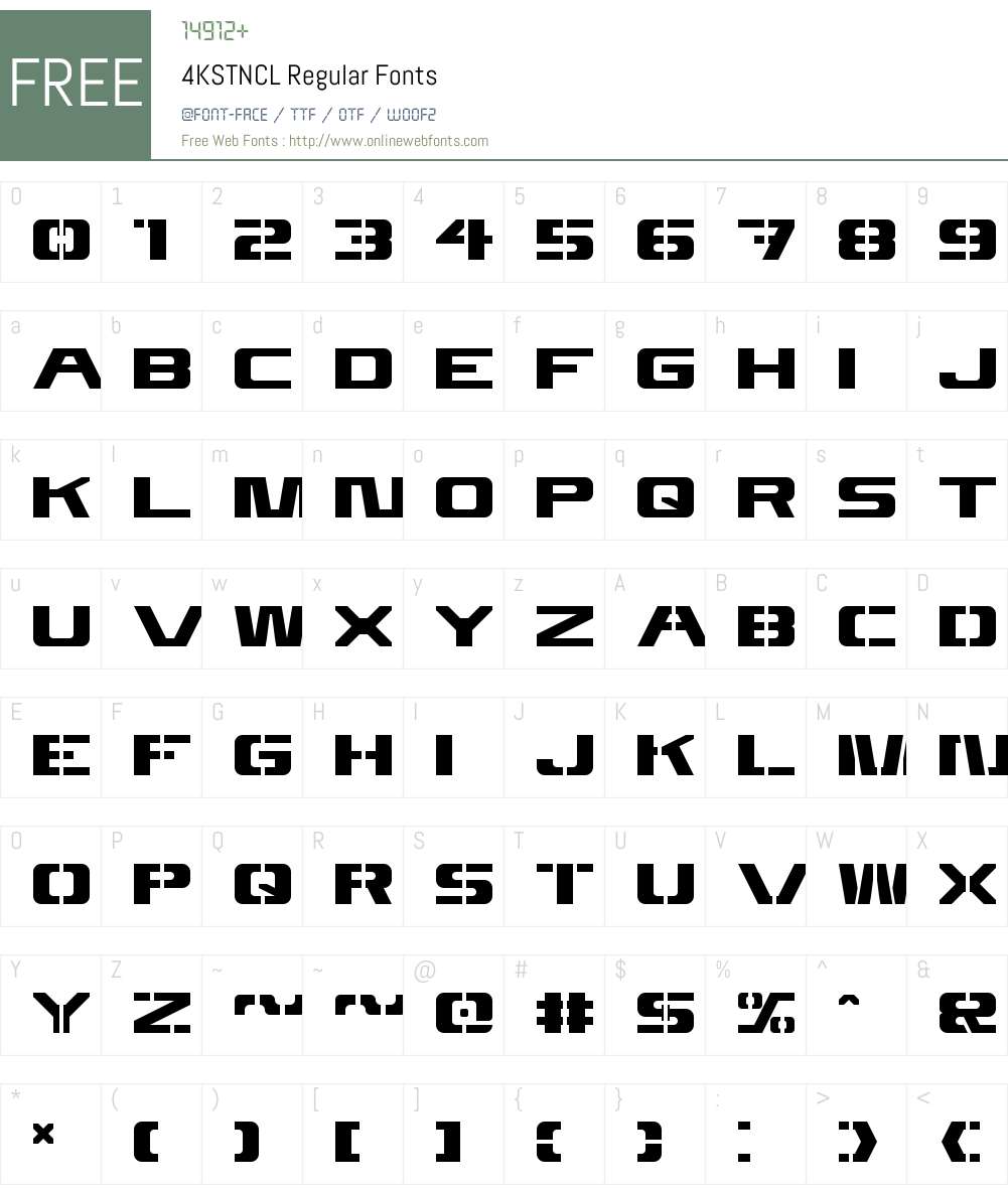 4KSTNCL Font Screenshots