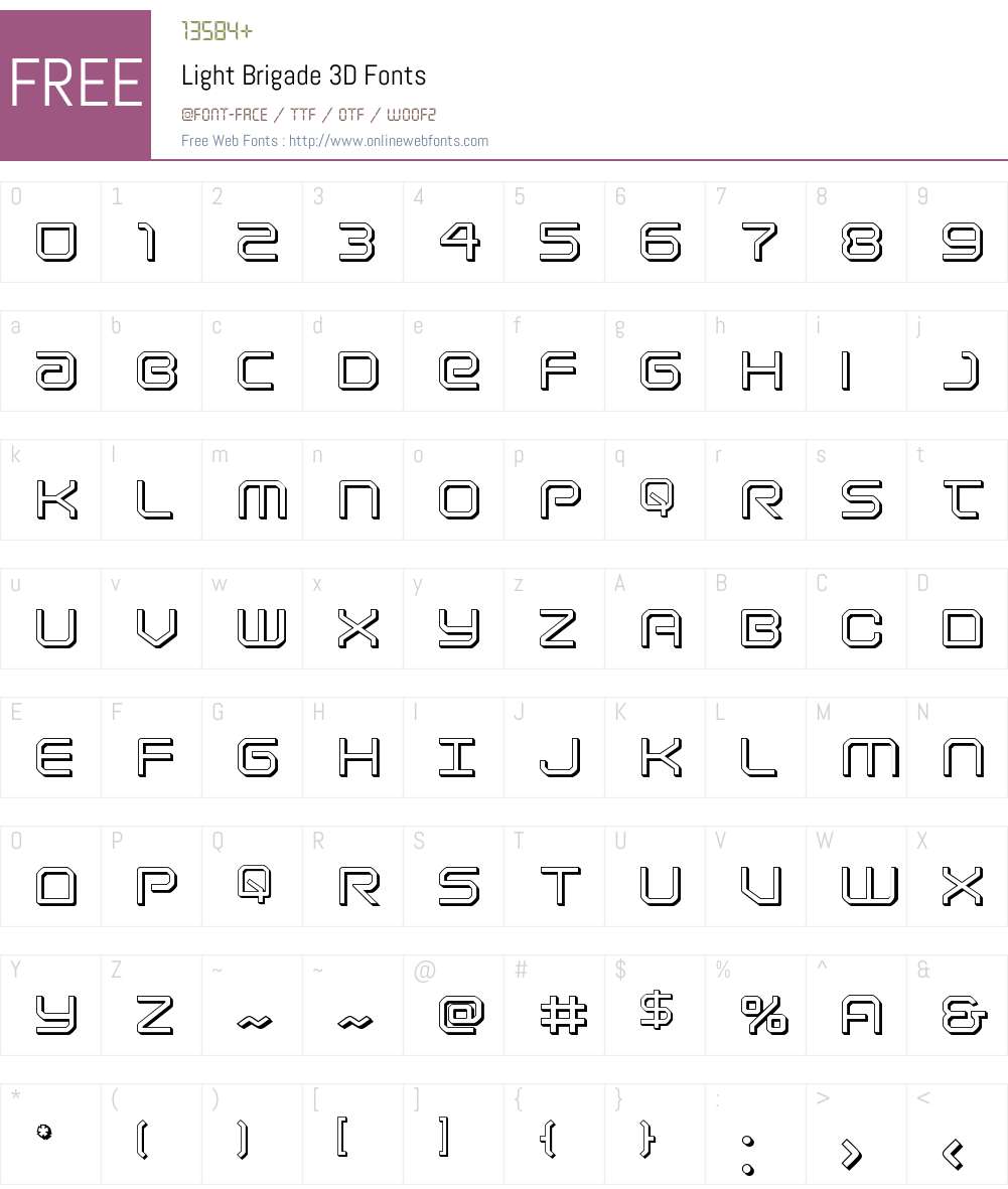 Light Brigade 3D Font Screenshots