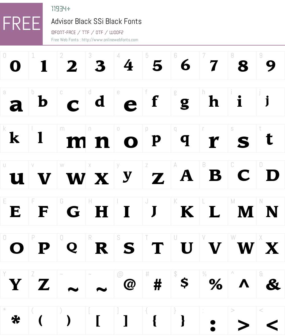 Advisor Black SSi Font Screenshots
