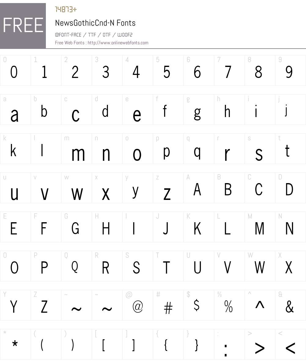 NewsGothicCnd-N Font Screenshots
