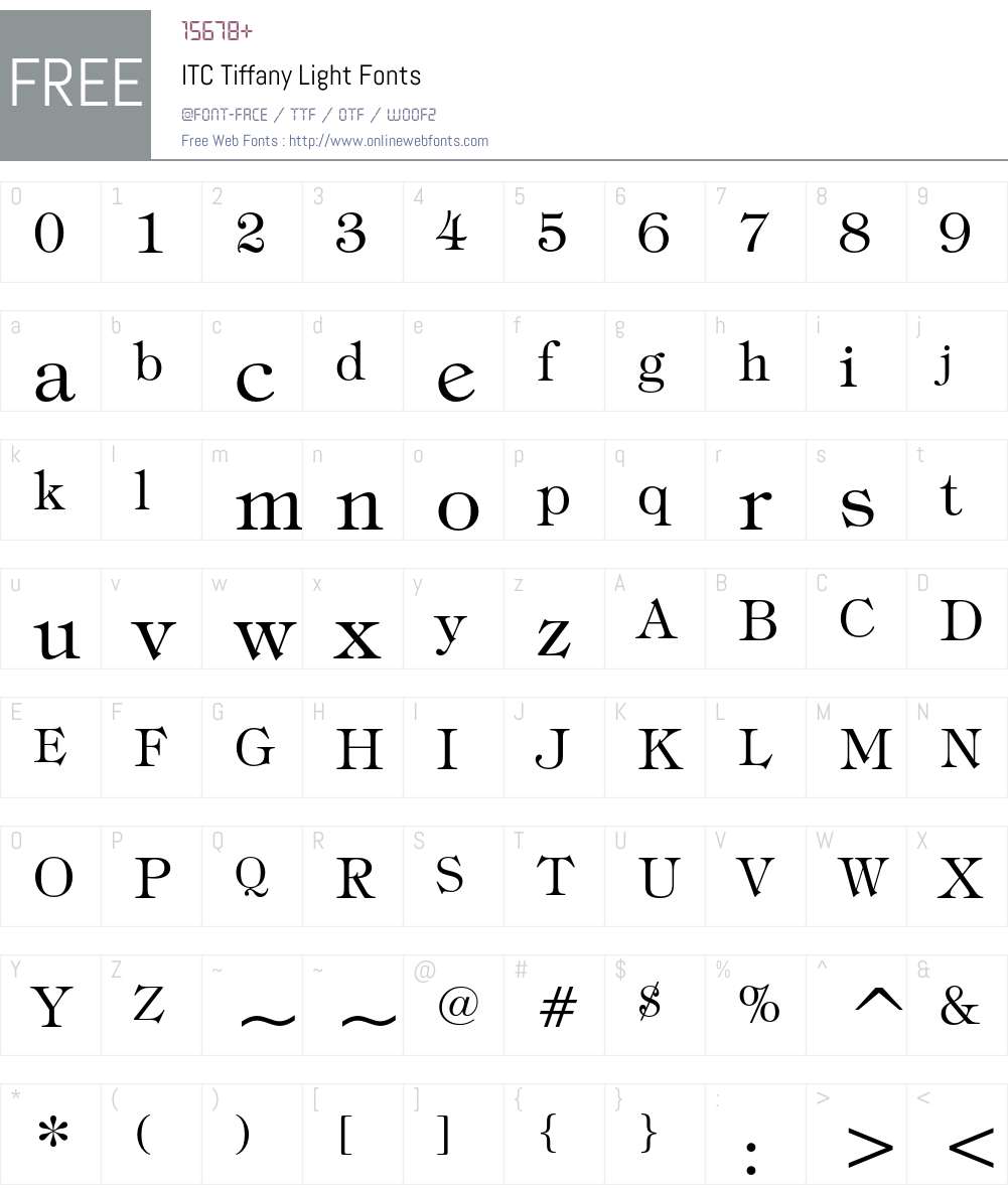 ITC Tiffany Font Screenshots