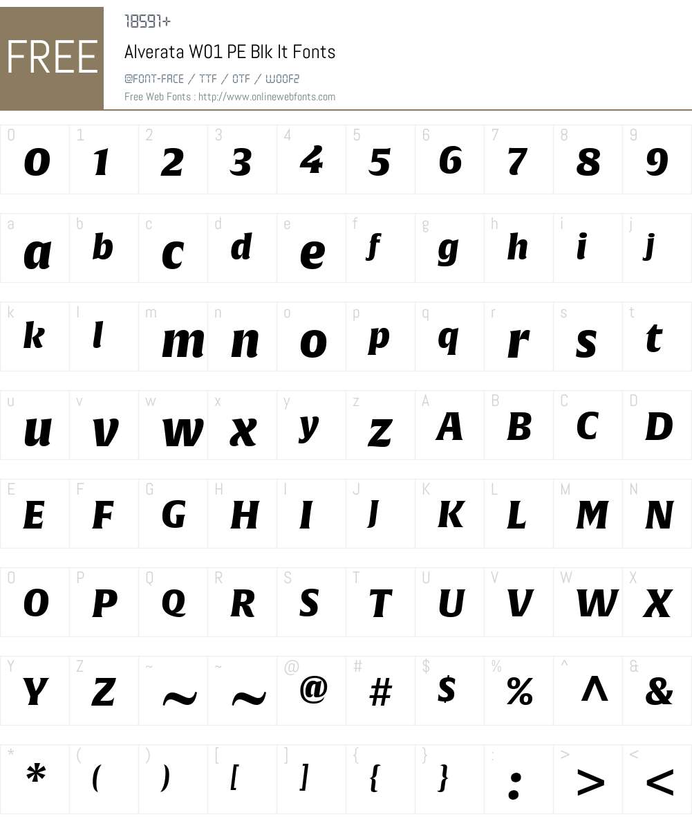 AlverataW01-PEBlkIt Font Screenshots