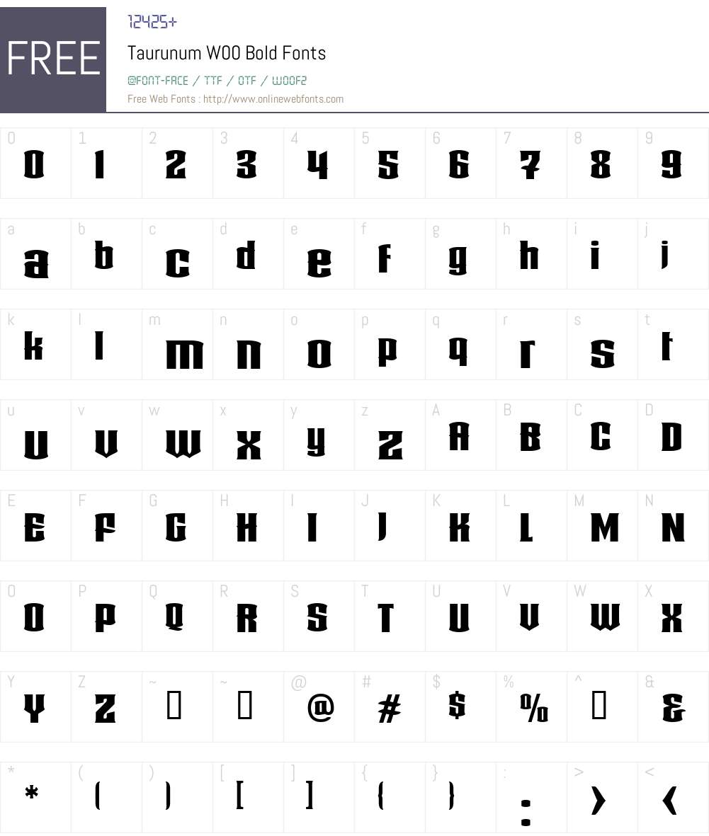 TaurunumW00-Bold Font Screenshots