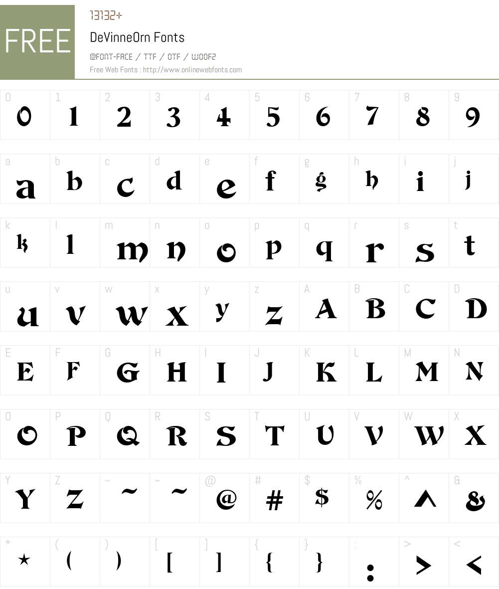 DeVinneOrn Font Screenshots