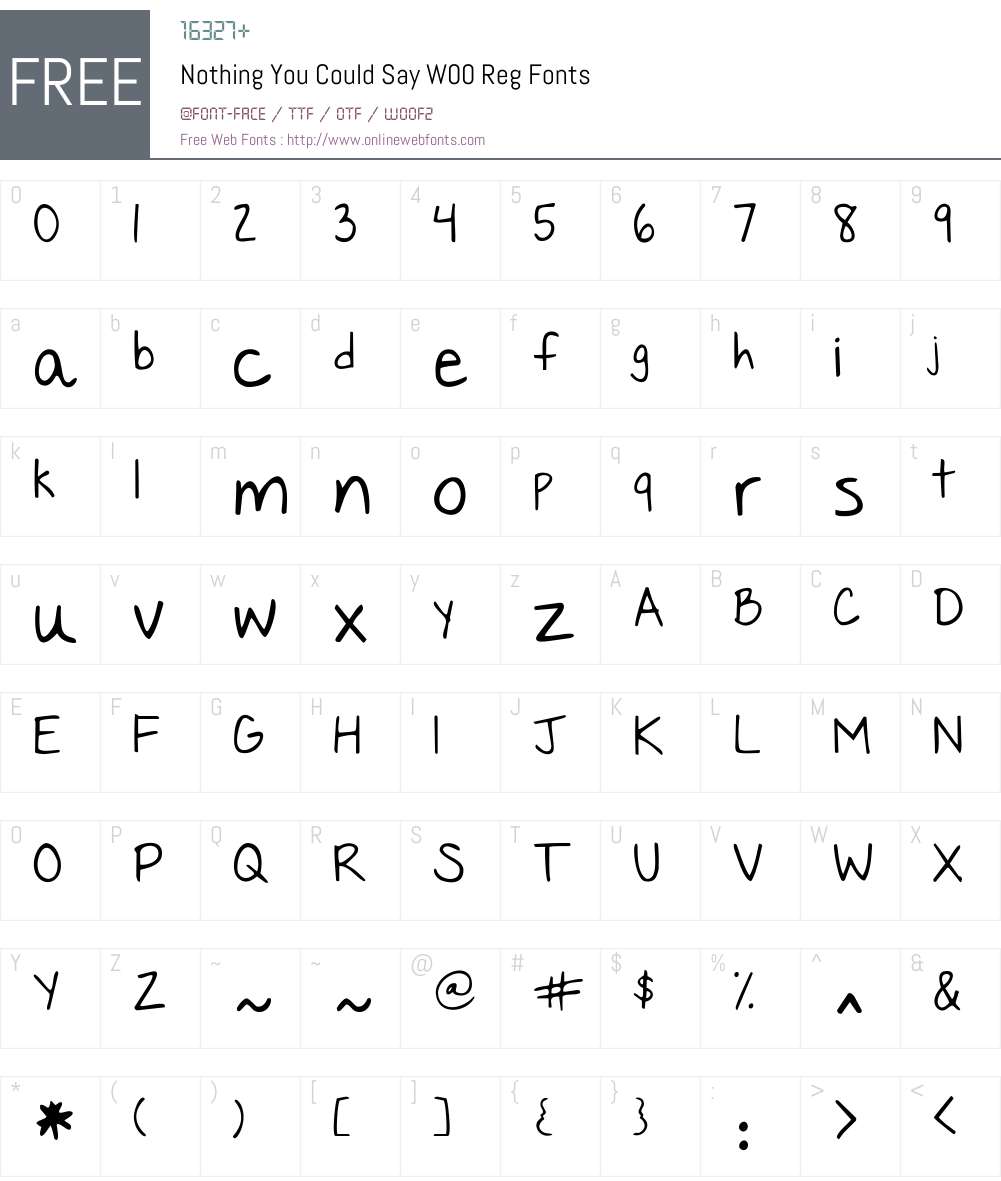 NothingYouCouldSayW00-Reg Font Screenshots