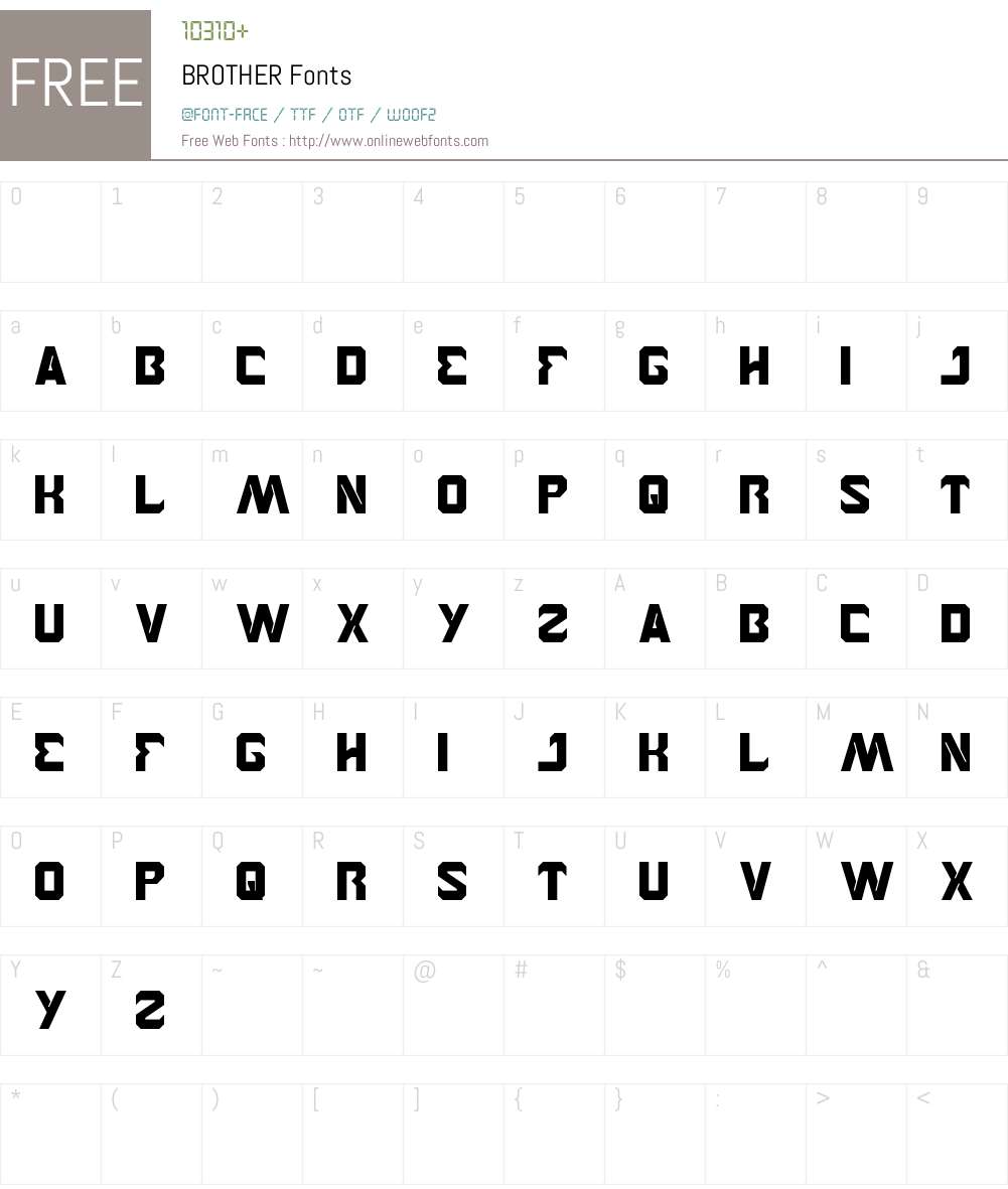 BROTHER Font Screenshots