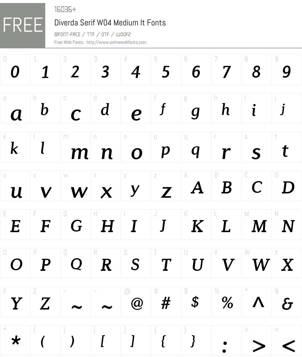 Diverda Serif Font Screenshots