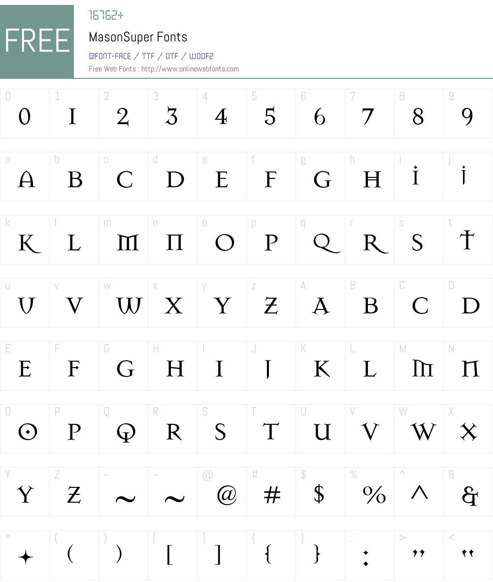 MasonSuper Font Screenshots
