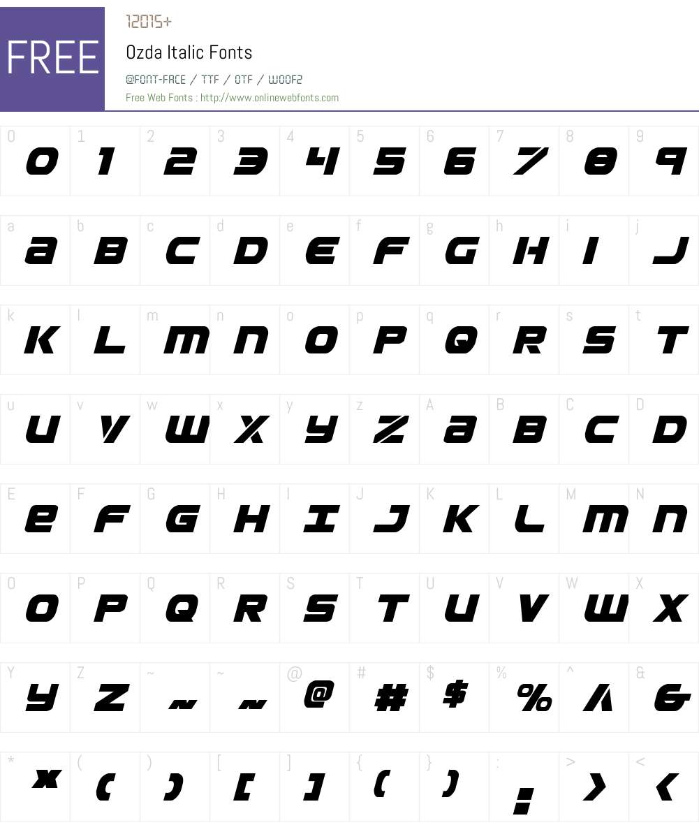 Ozda Italic Font Screenshots