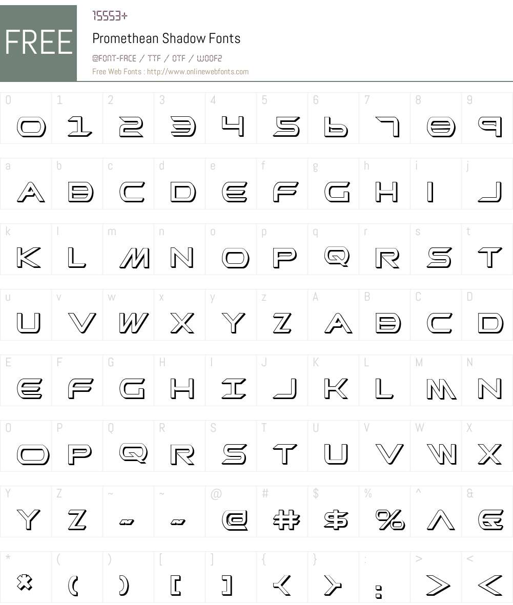 Promethean Shadow Font Screenshots