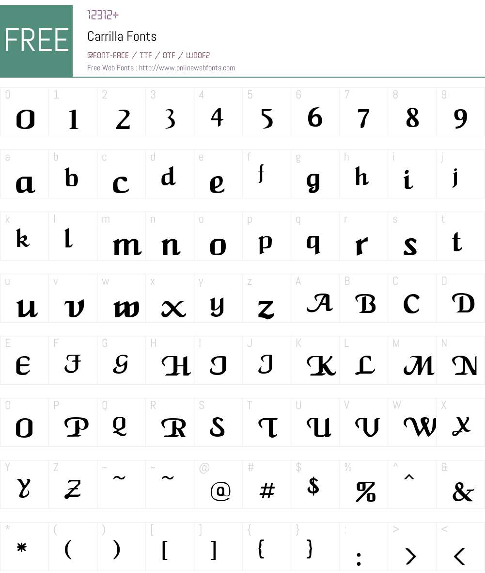 Carrilla Font Screenshots