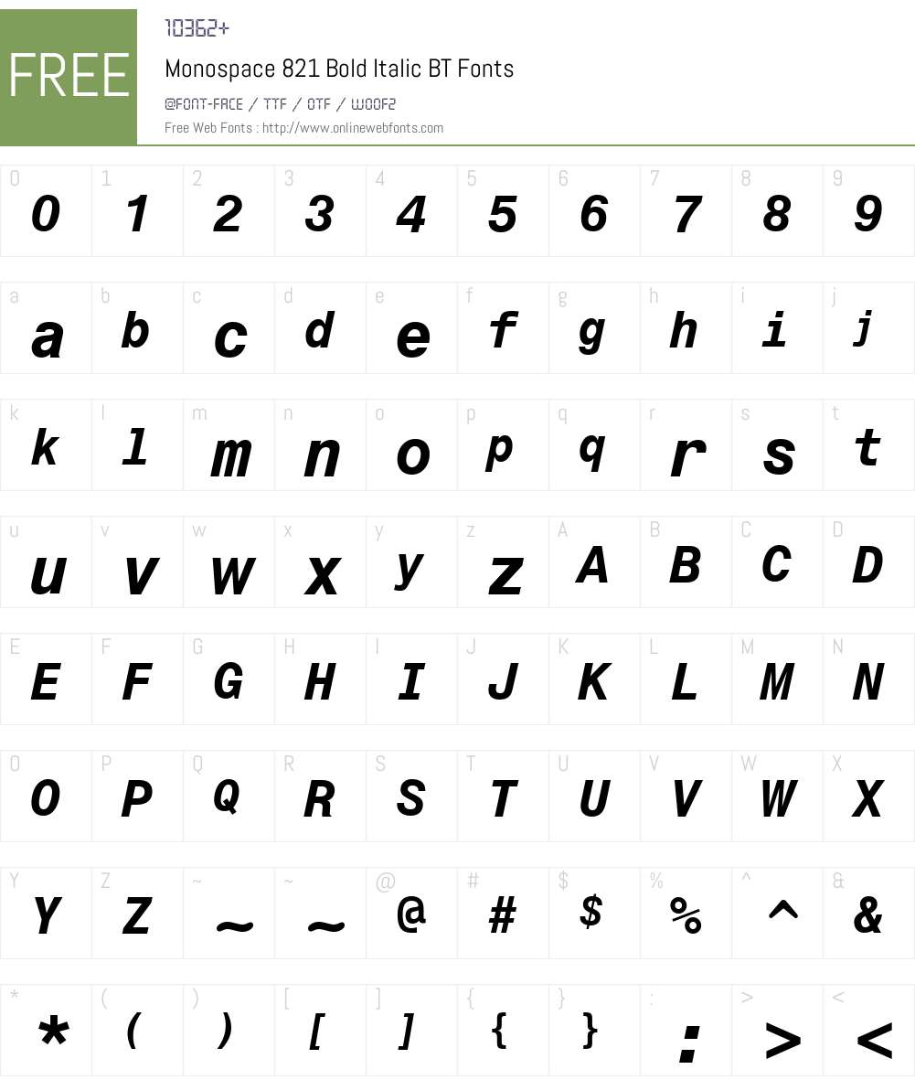 Monospac821 BT Font Screenshots