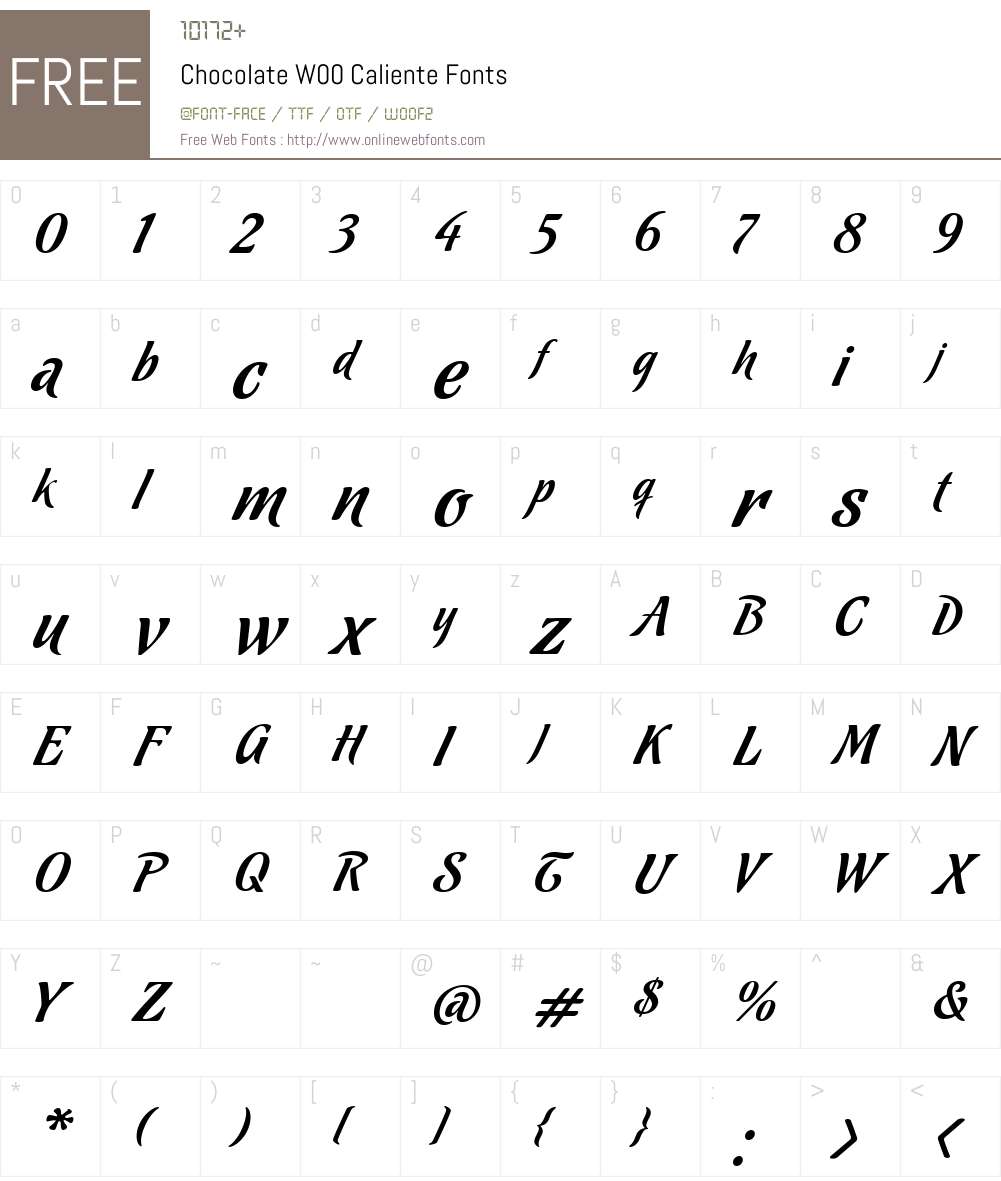 ChocolateW00-Caliente Font Screenshots