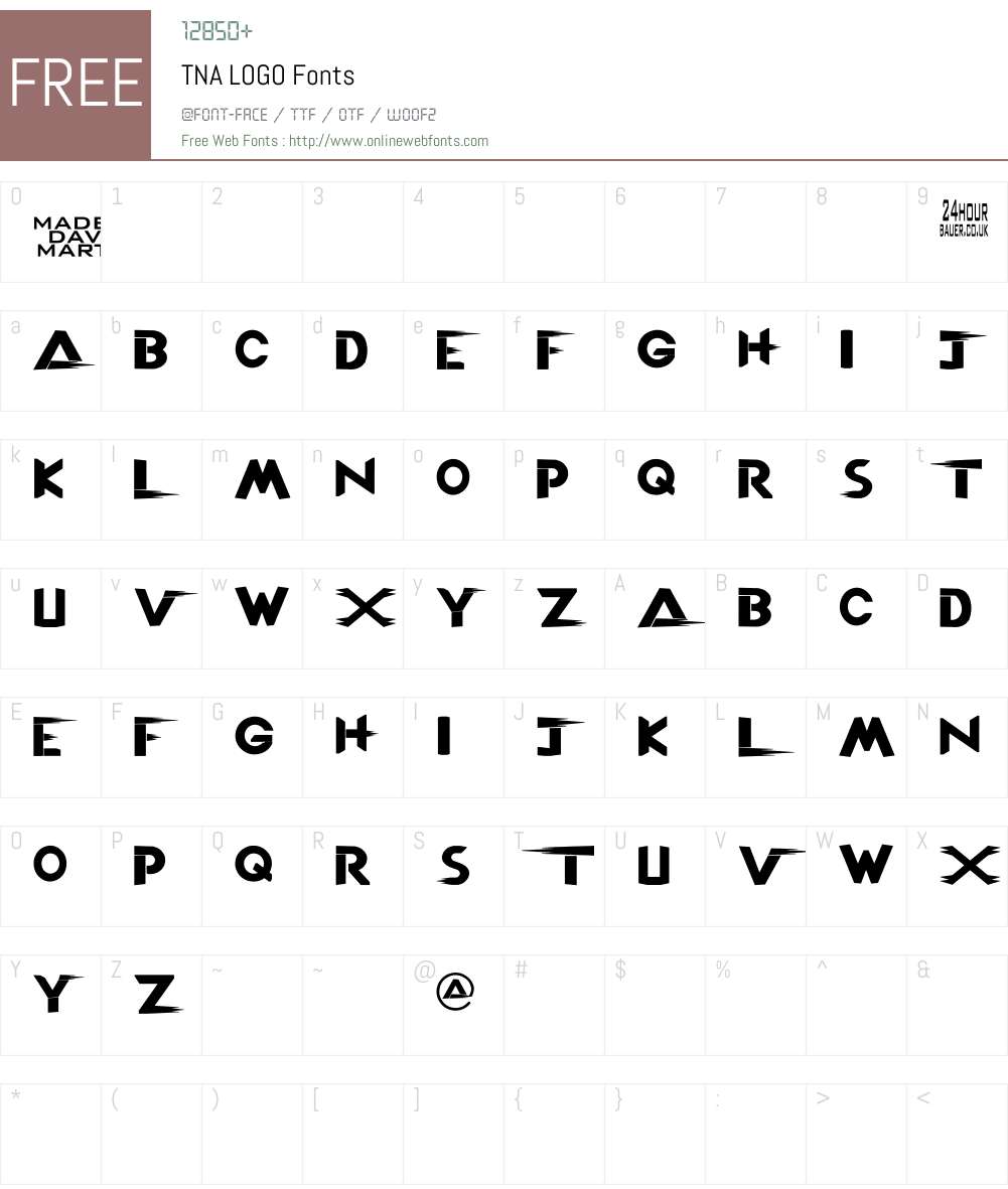 TNA LOGO Font Screenshots