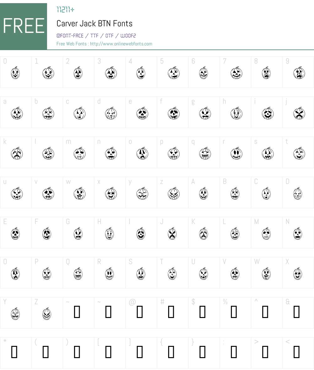 Carver Jack BTN Font Screenshots