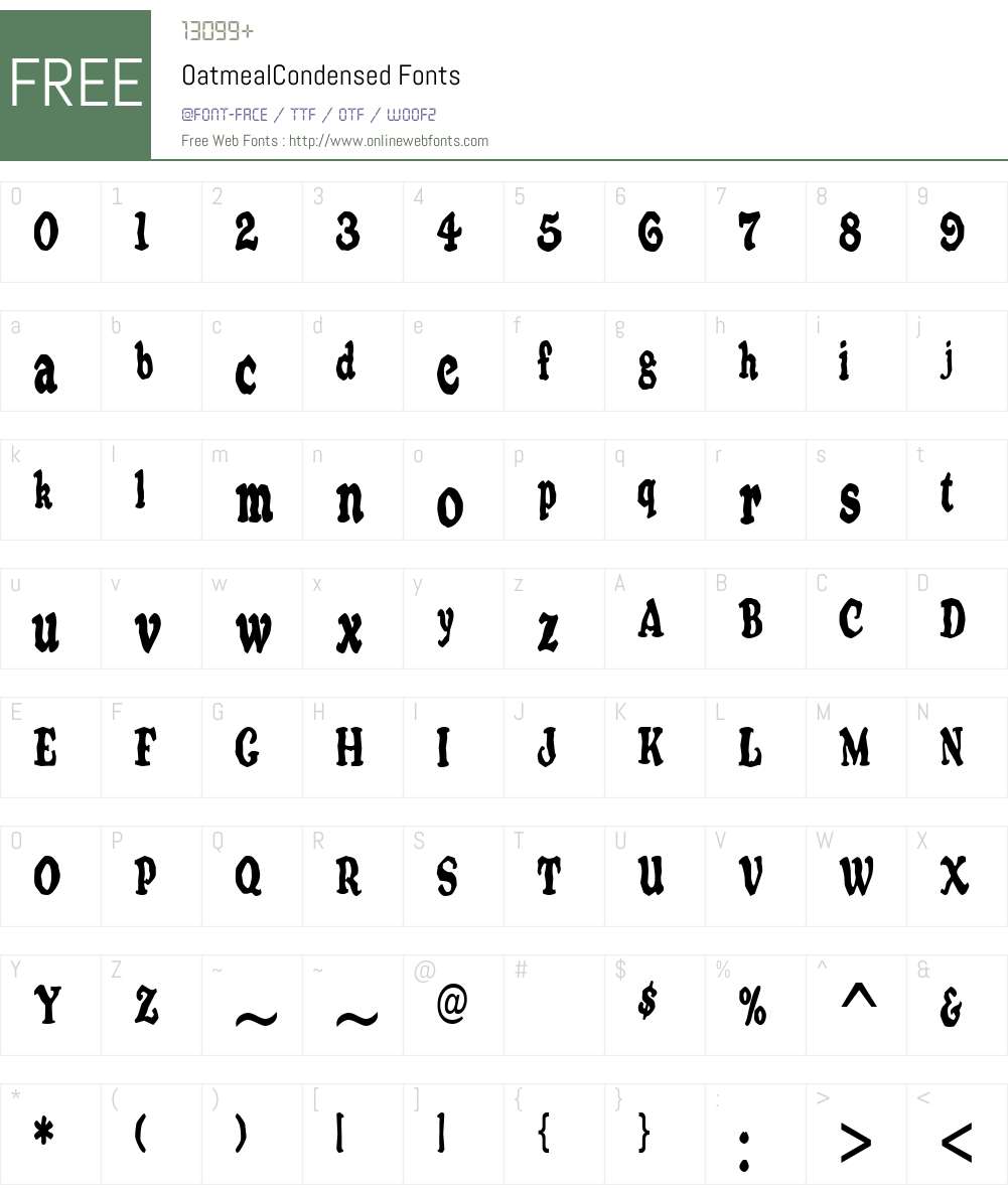 OatmealCondensed Font Screenshots