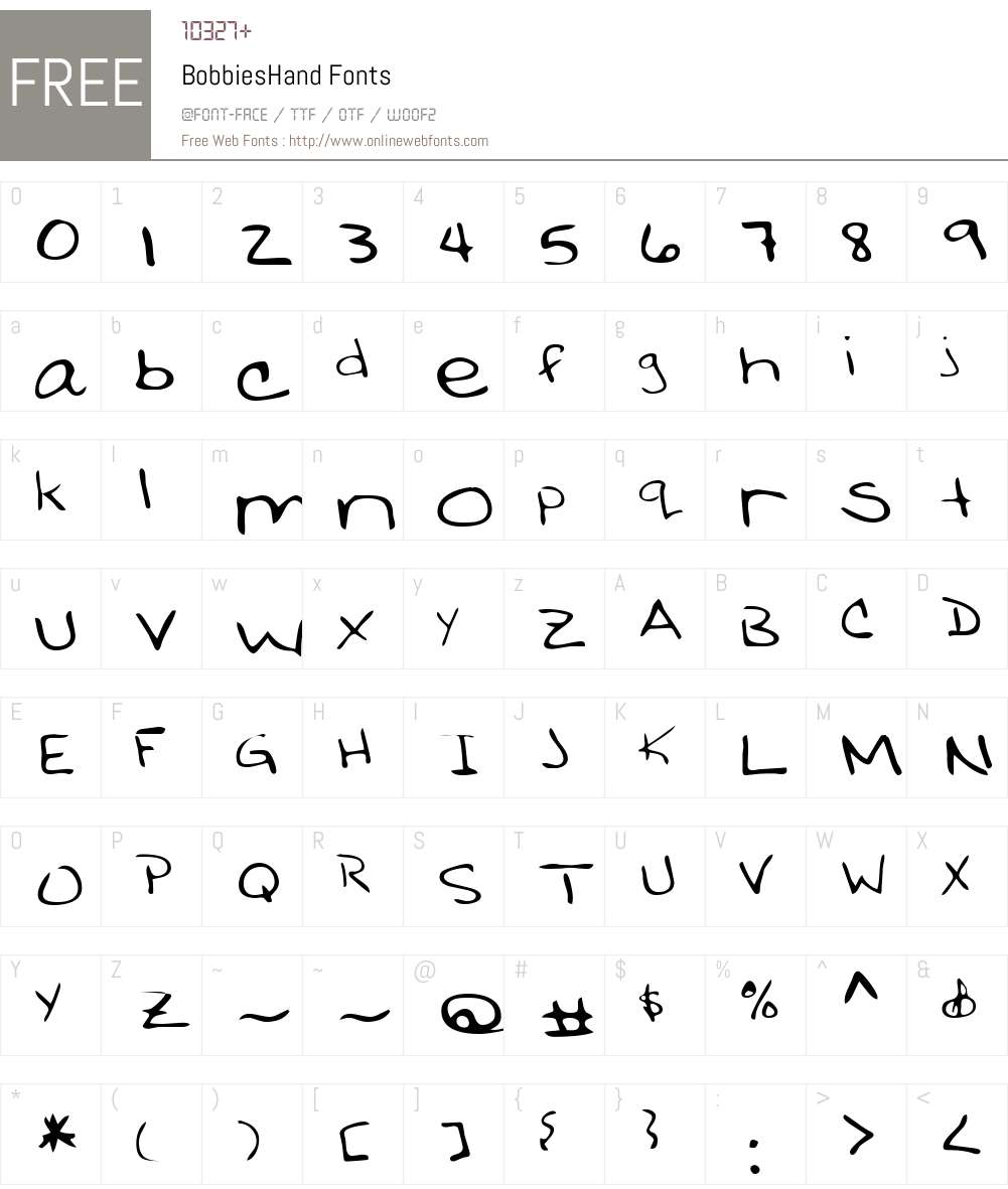 BobbiesHand Font Screenshots