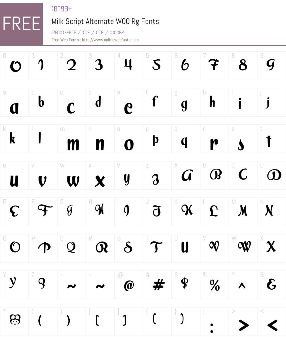 MilkScriptAlternateW00-Rg Font Screenshots