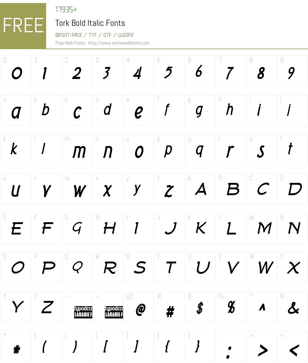 Tork Font Screenshots