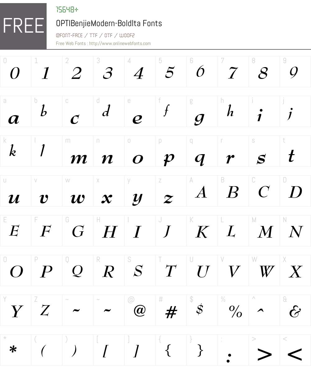 OPTIBenjieModern Font Screenshots
