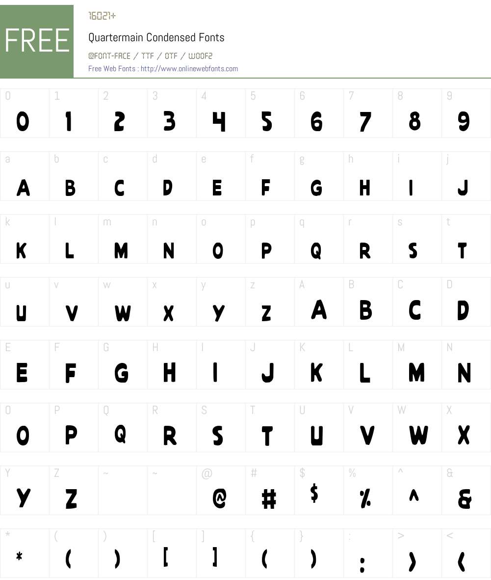 Quartermain Condensed Font Screenshots