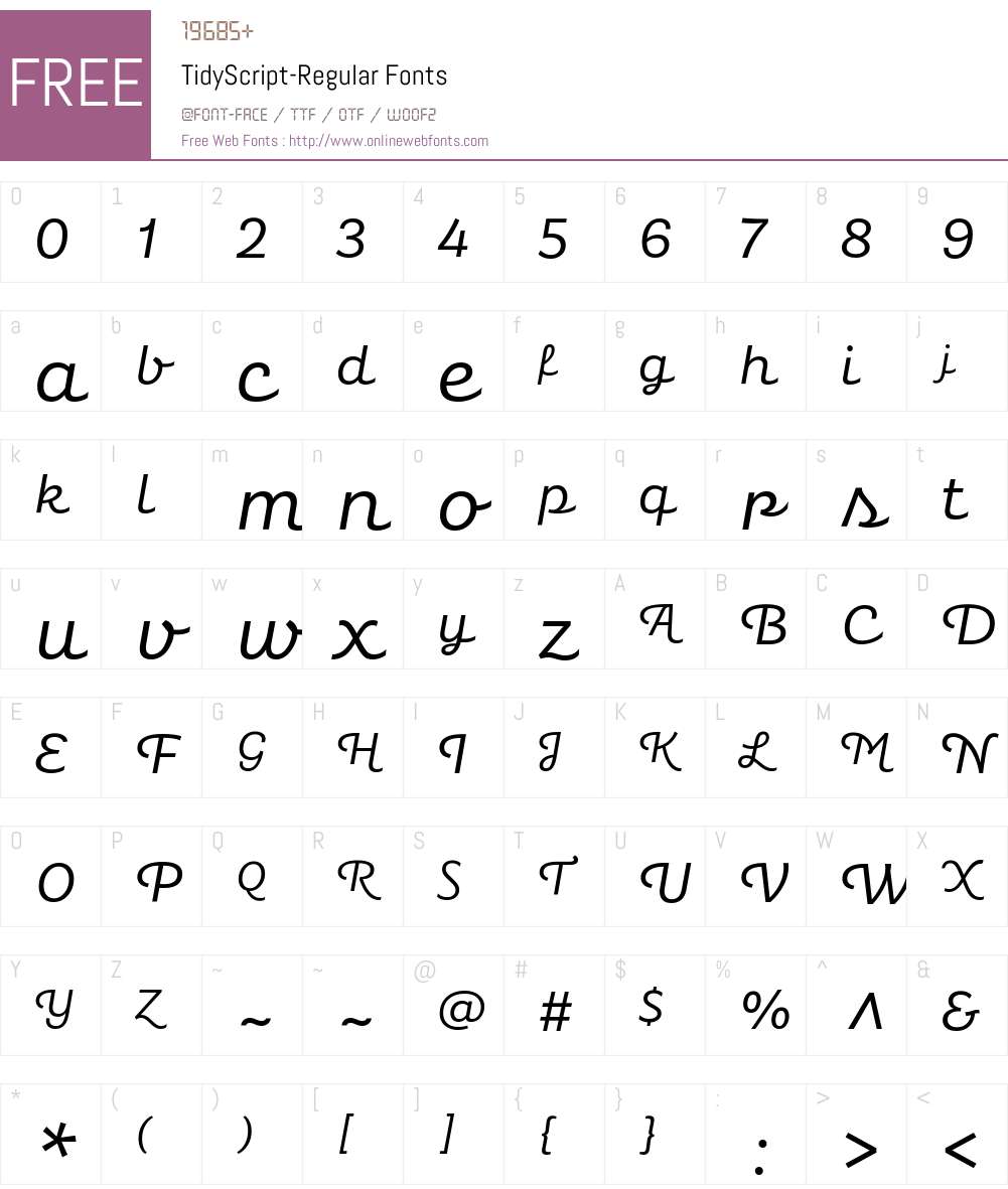 Tidy Script Font Screenshots