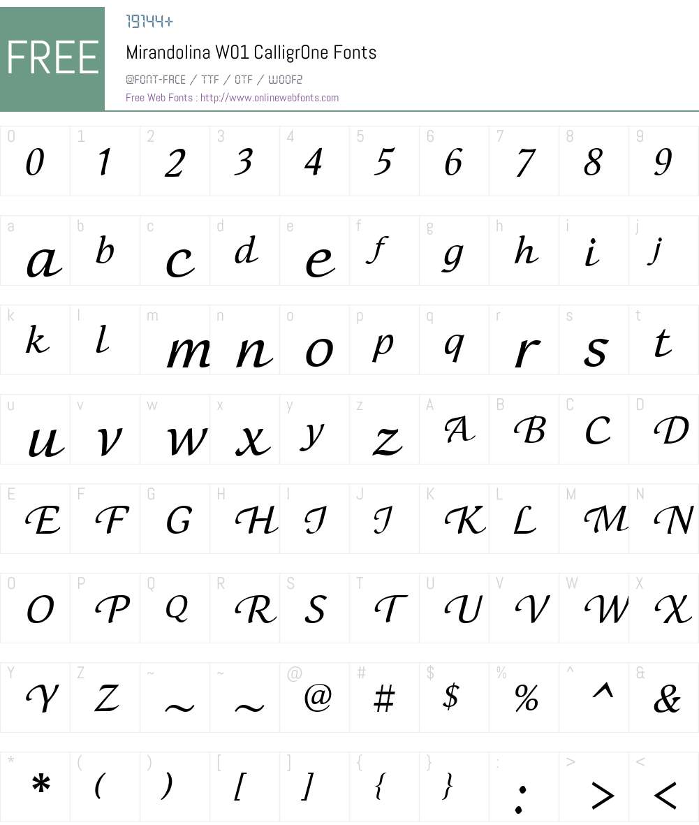 MirandolinaW01-CalligrOne Font Screenshots