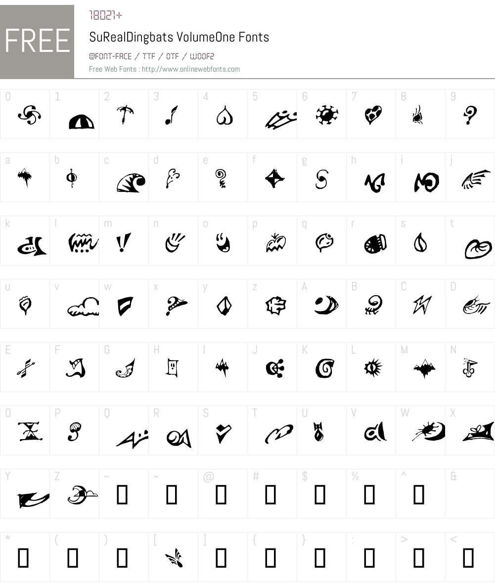 SuRealDingbats Font Screenshots