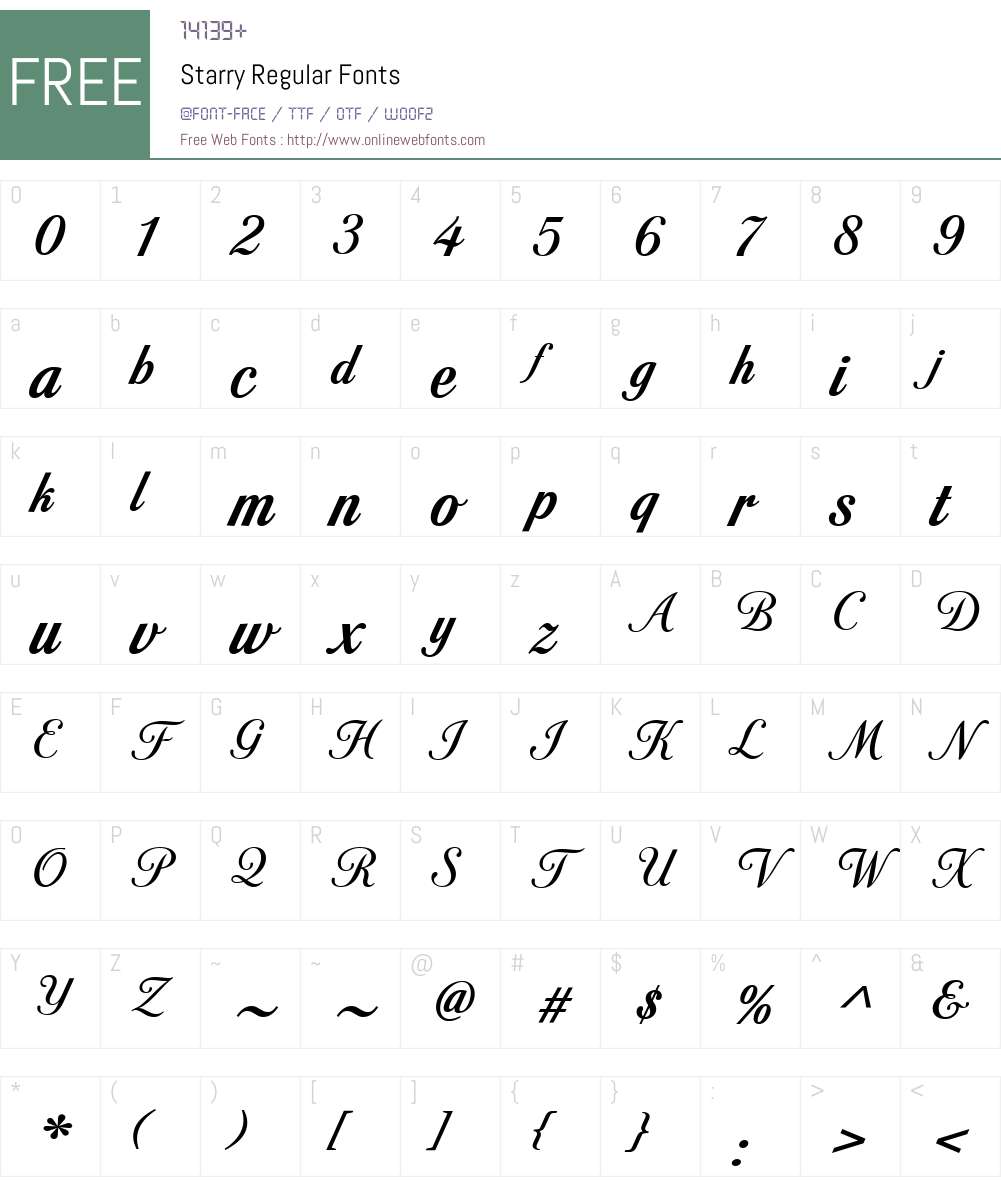 Starry Script Font Starry 1.000 Fonts Free Download - OnlineWebFonts.COM
