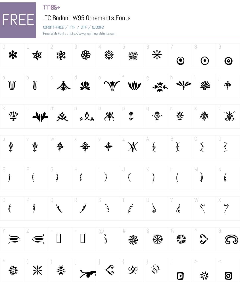 ITCBodoniW95-Ornaments Font Screenshots