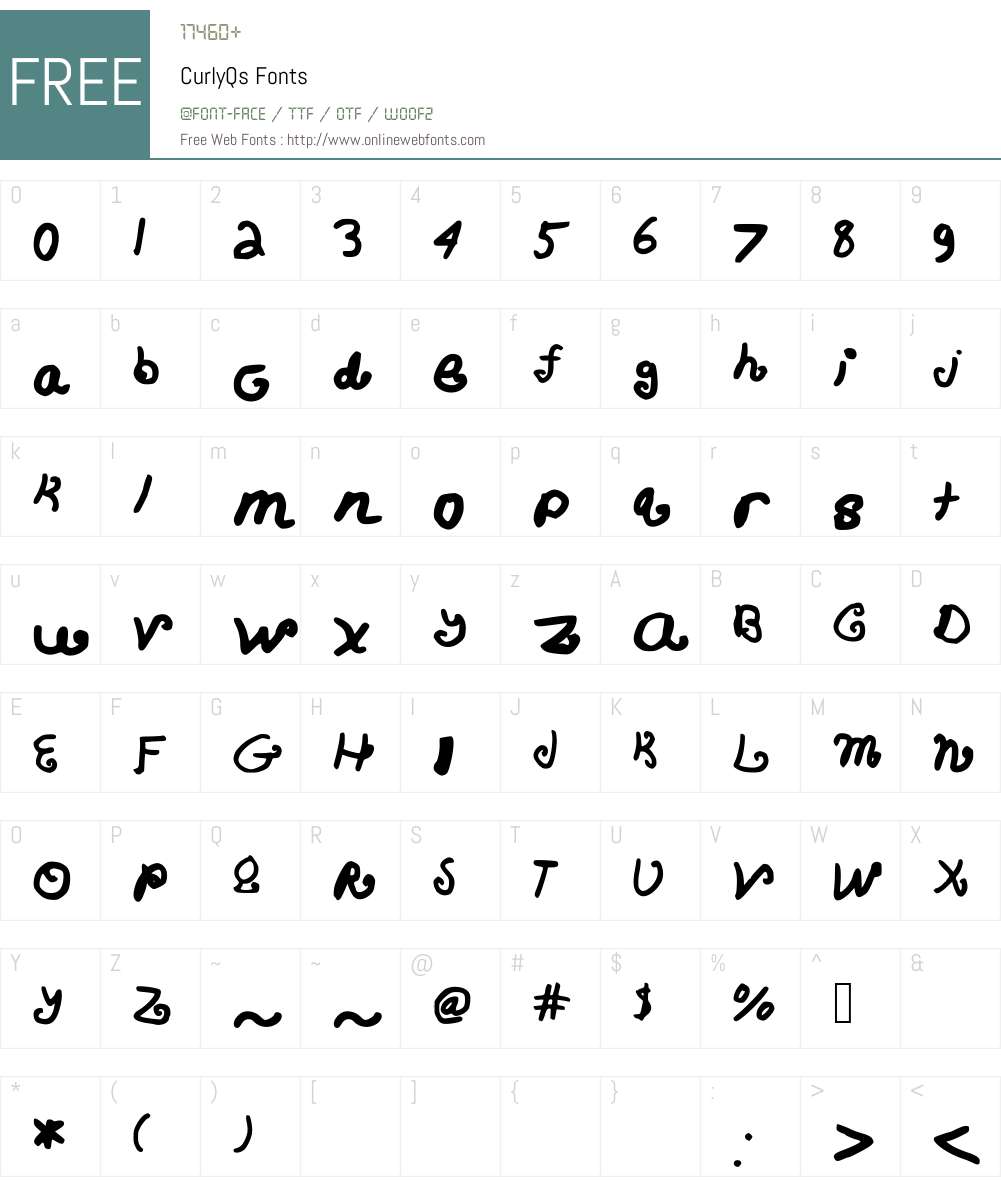 CurlyQs Font Screenshots