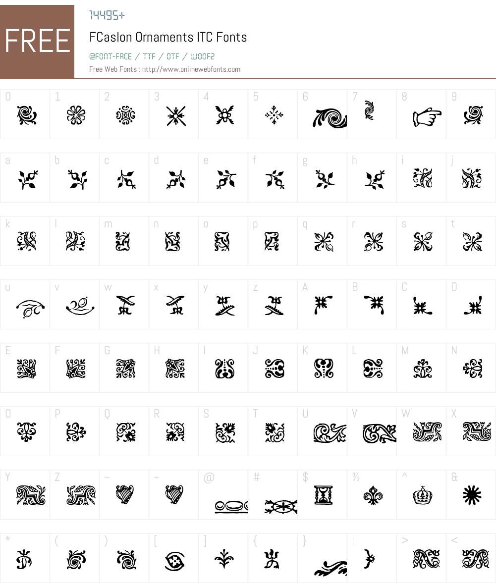 FCaslon Ornaments ITC Font Screenshots