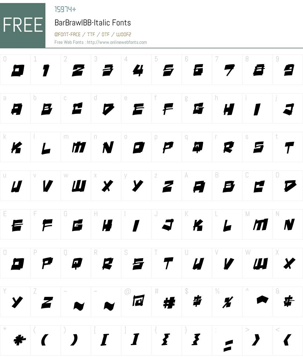 BarBrawlBB-Italic Font Screenshots