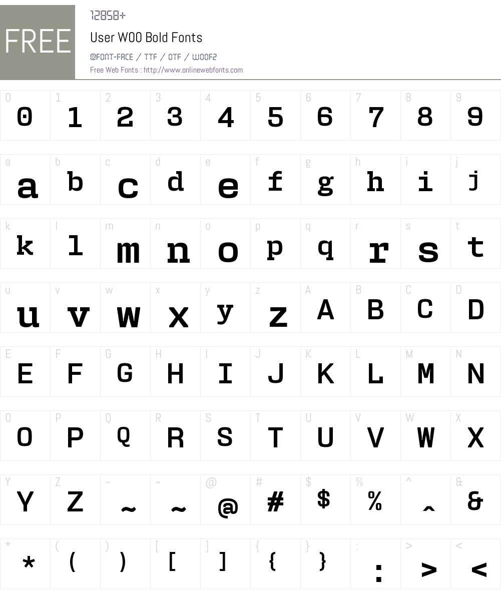 UserW00-Bold Font Screenshots