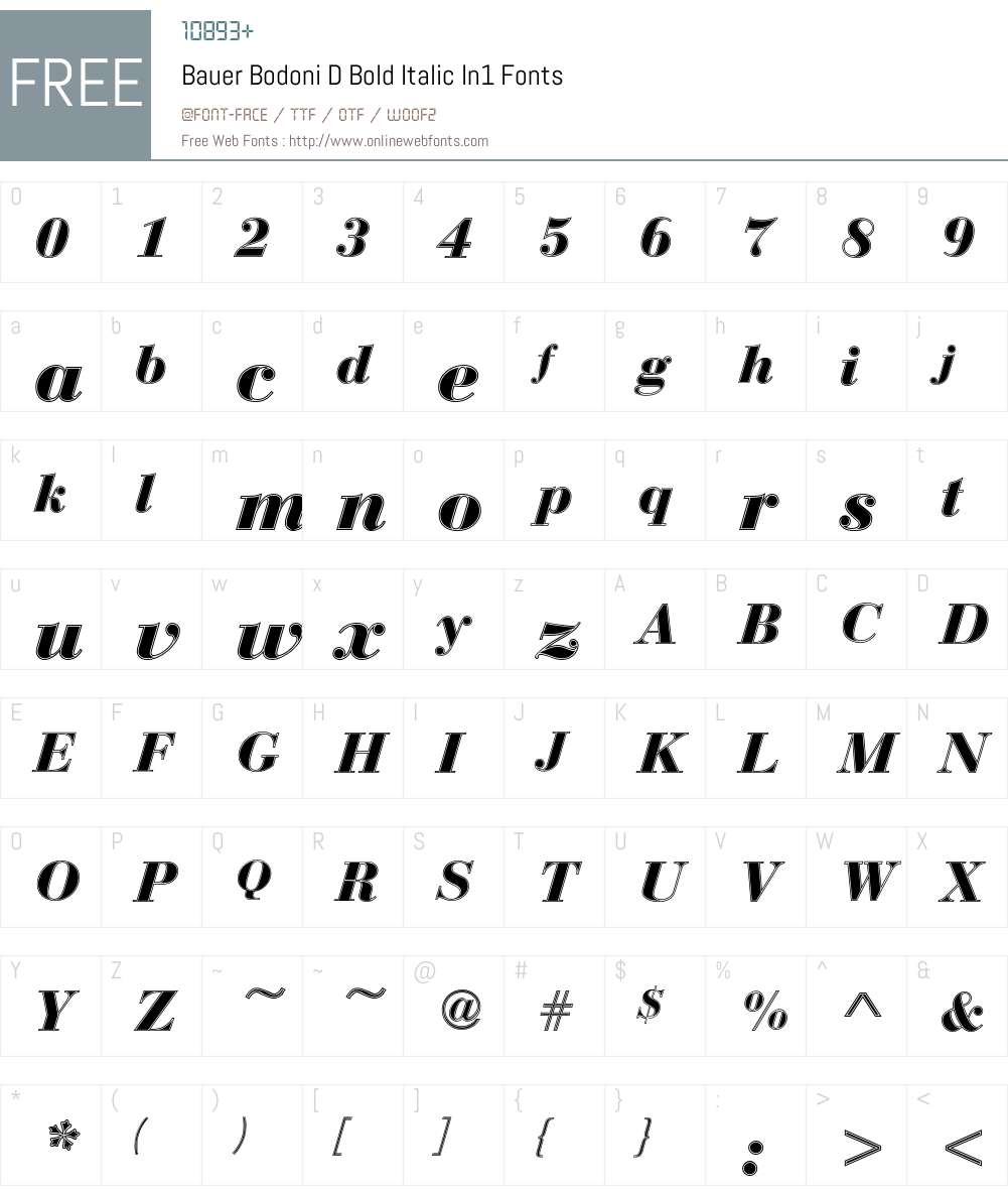 Bauer Bodoni D In1 Font Screenshots