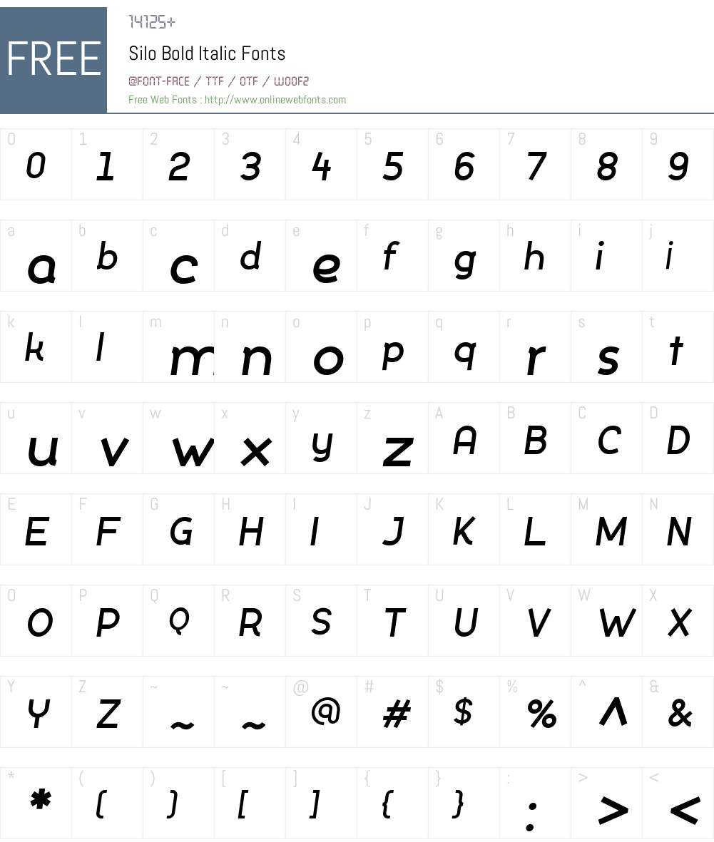 Silo-BoldItalic Font Screenshots