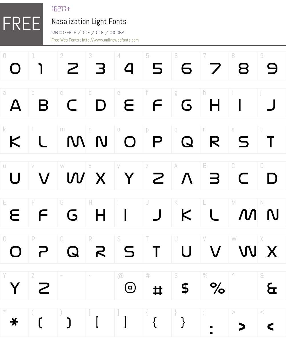 Nasalization Light Font Screenshots