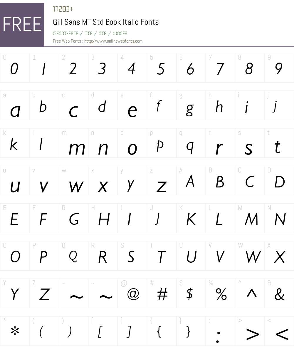 Gill Sans MT Std Font Screenshots