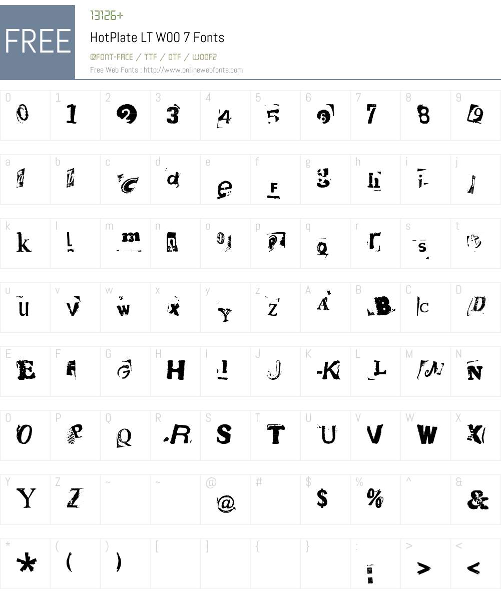 HotPlateLTW00-7 Font Screenshots