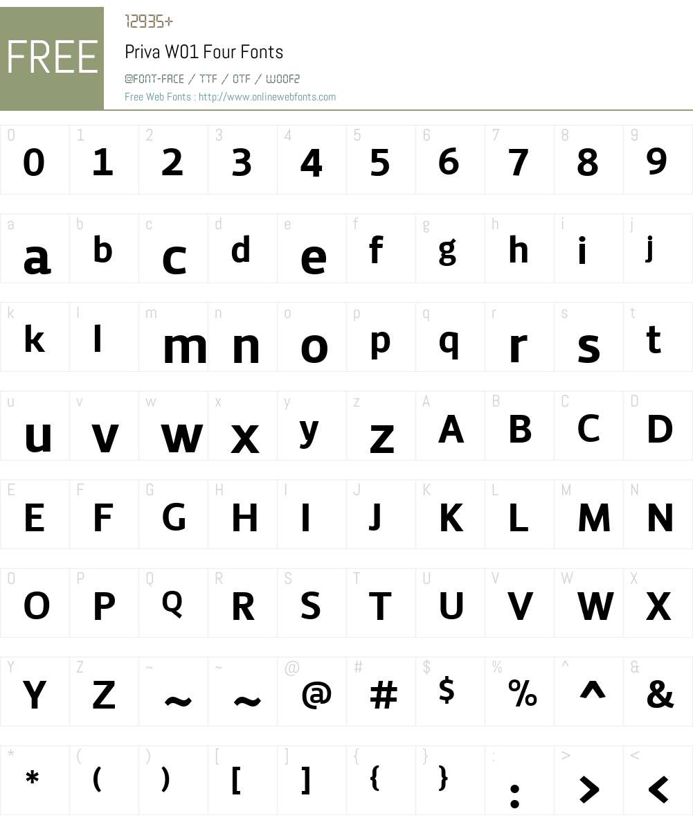 PrivaW01-Four Font Screenshots